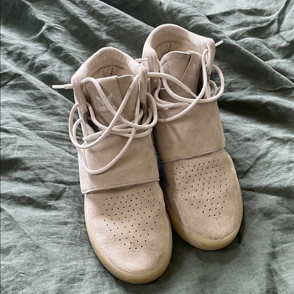 adidas Women’s High-Top Suede Sneakers in Light Tan